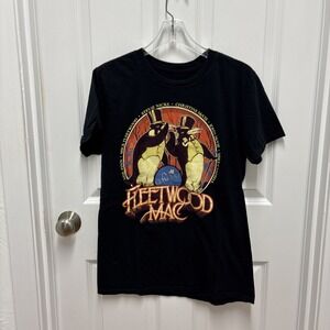 Fleetwood Mac‎ Concert Tour T Shirt Black Graphic Penguins Top Size M